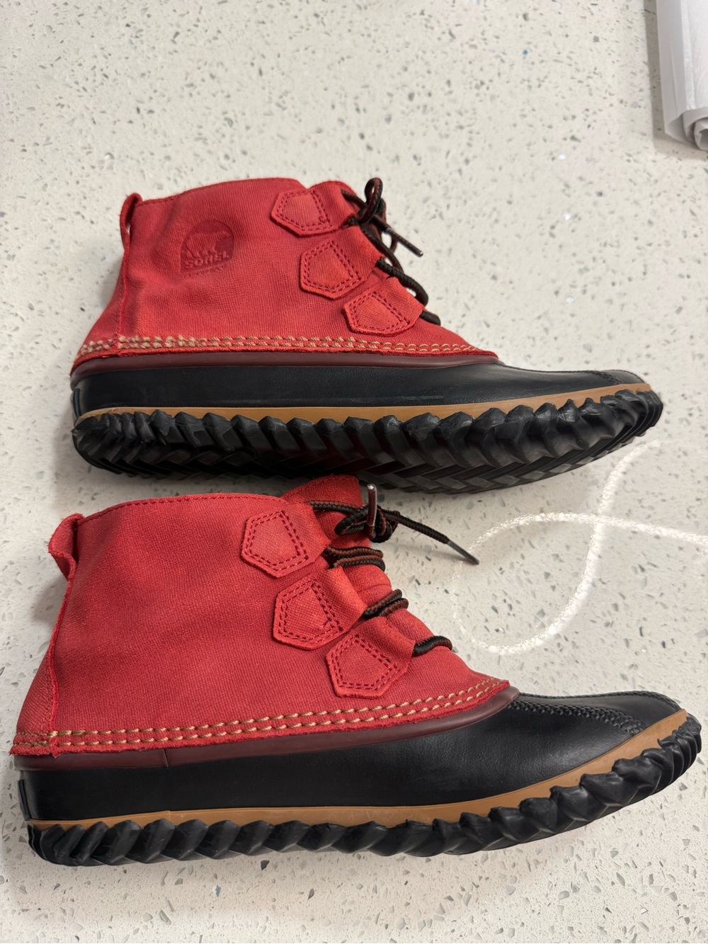 Sorel Red and Black Women's Lace-Up Duck Boots - Picture 3 of 7